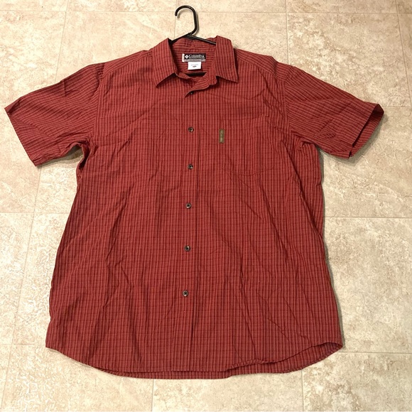Columbia Men’s Red Orange Stripe Short Sleeve Button Down Casual Shirt Size XXL - Picture 2 of 6